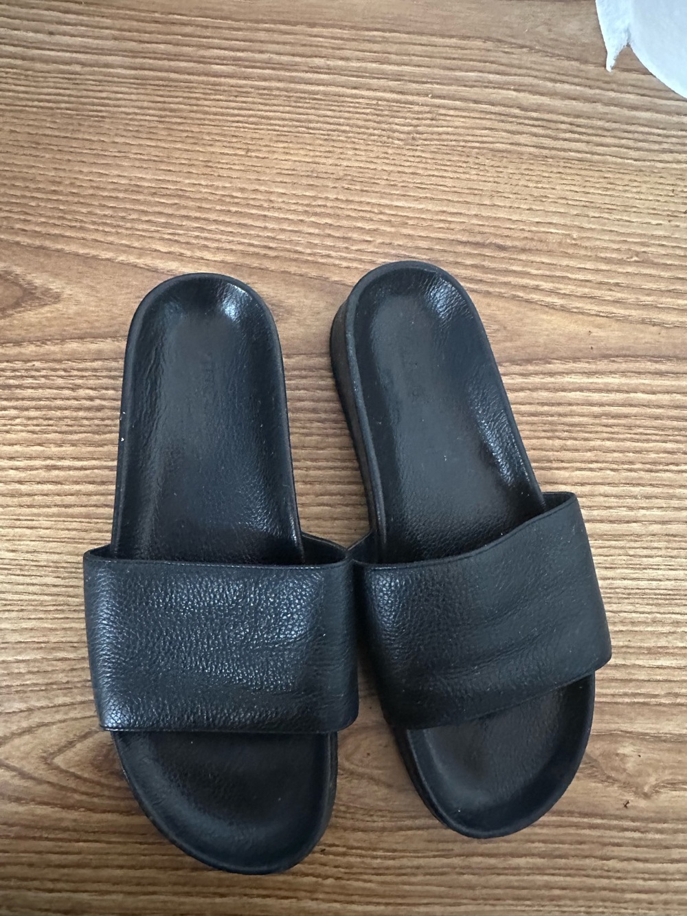 Black Slide Sandals for Men - Minimal Leather Slides